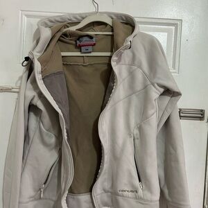 Columbia White and Tan Fleece Jacket
